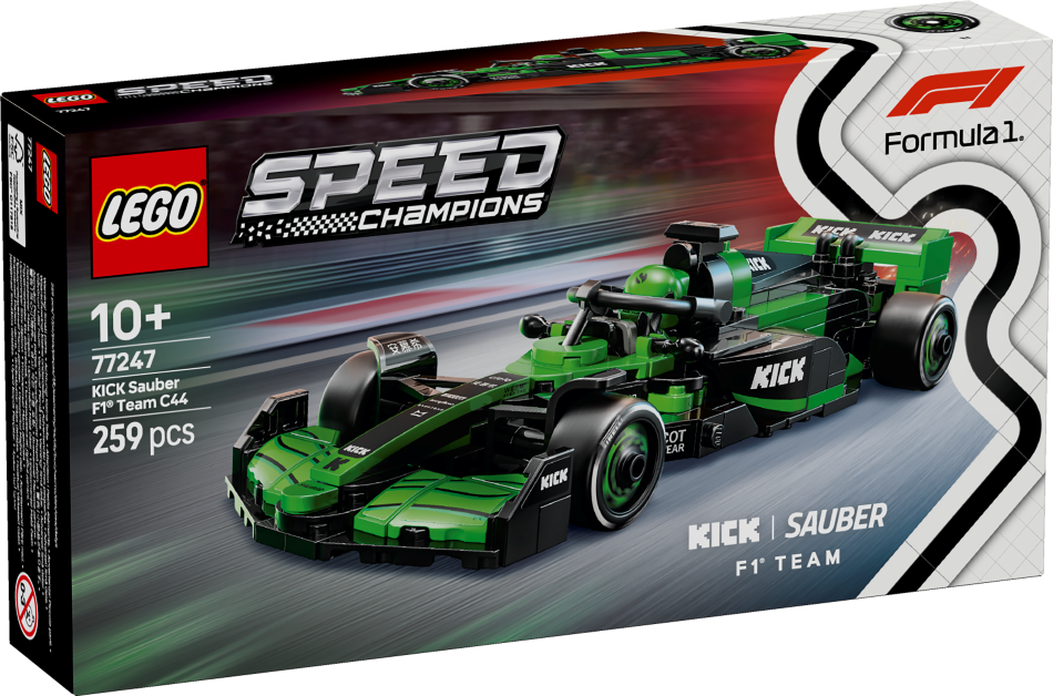 77247 LEGO® Speed Champions KICK Sauber F1® Team C44 sacīkšu auto , 10+ gadi, 2025. gada modelis