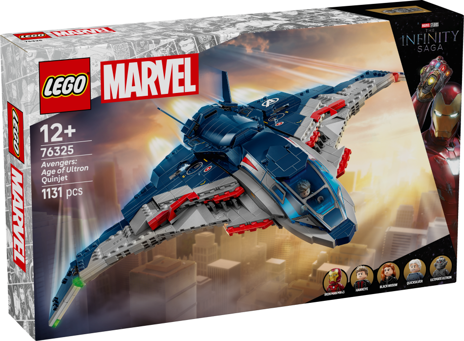 76325 LEGO® Marvel Super Heroes Atriebēji: Ultrona laikmets Quinjet, 12+ gadi, 2025 gada modelis