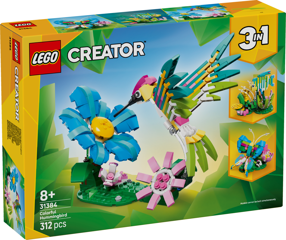 31384 LEGO® Creator Savvaļas dzīvnieki: Krāsainais kolibri , 8+ gadi, 2026 gada modelis