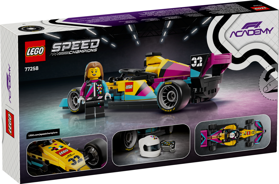 77258 LEGO® Speed Champions F1 ACADEMY™ LEGO® sacīkšu auto , 10+ gadi, 2026 gada modelis