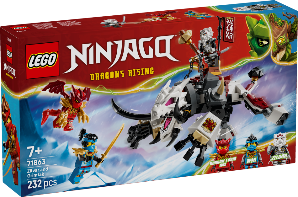 71863 LEGO® Ninjago Zilvars un Pūķa zvērs Grimtaks , 7+ gadi, 2026 gada modelis