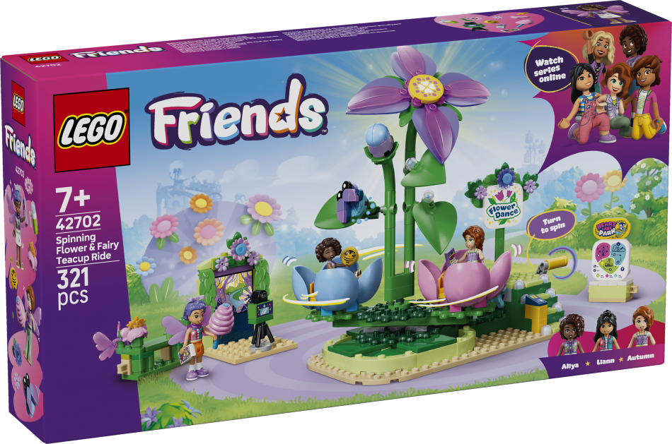 42702 LEGO® Friends Rotējošais Ziedu un Feju tējas tašu brauciens, 7+ , модель 2026 года