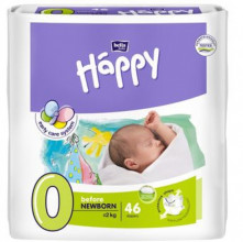 Bella Baby Happy 0, подгузники для недоношенных детей до 2кг, 46шт.