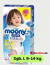 Moony L izmērs 9-14 kg biksītes, 3 gb. (Ražots Japānā, Merries - līdzvērtīgs analogs)