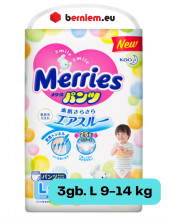 Merries biksītes L izmērs 9-14 kg, 3 gabali (Ražots Japānā, Moony - līdzvērtīgs analogs))
