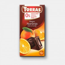TORRAS tumšā šokolāde ar apelsīnu bez cukura, 75 g