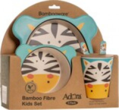 AKCIJA!!! ADORA Bambusa bērnu trauku komplekts Zebra, 5 vienības, 6m+