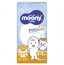Moony biksītes meitenēm XL (12-22kg) 44 gab., Japāna