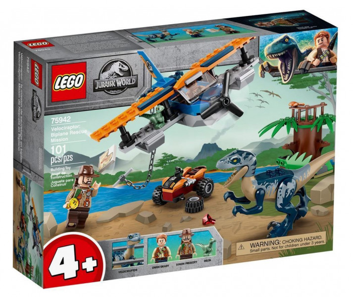 75942 LEGO® Jurassic World Велоцираптор: спасение на биплане, 4+ лет