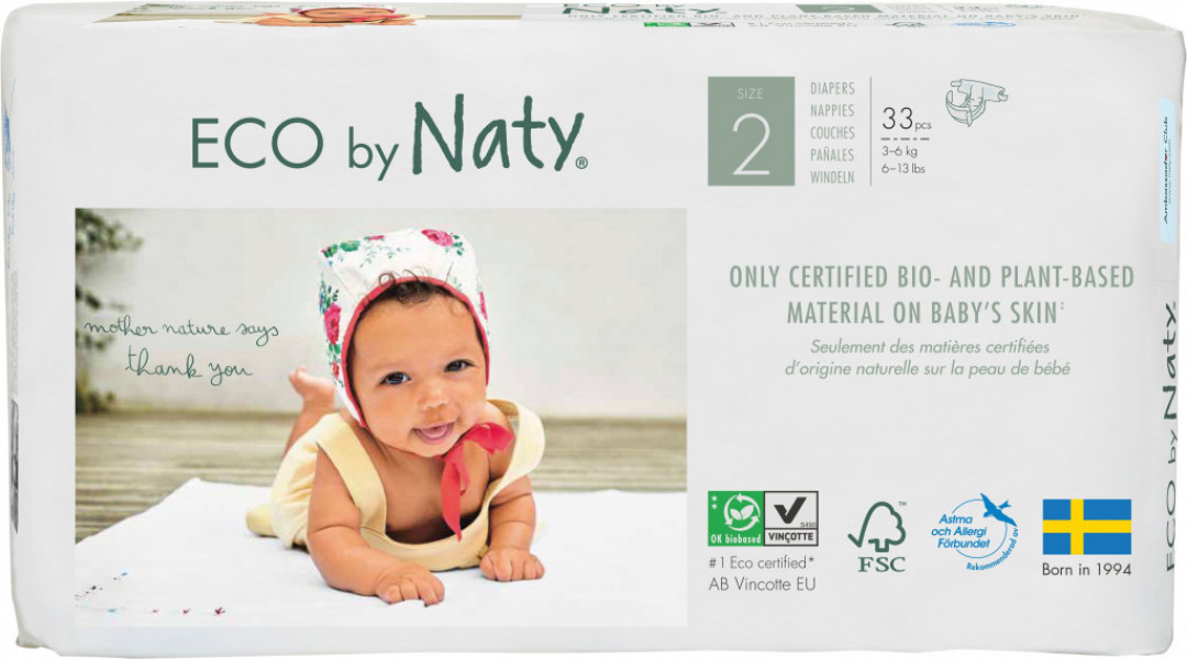 Naty by Nature Babycare MINI 2 ekoloģiskās autiņbiksītes, 33 gabali, 3-6 kg