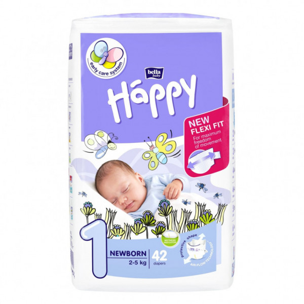 Bella Baby Happy Newborn 1-й размер, 2-5кг, 42шт