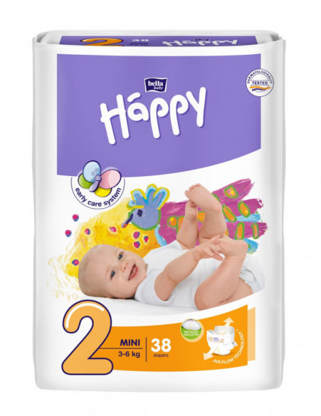 Bella baby Happy Mini размер 2, 3-6кг, 38шт