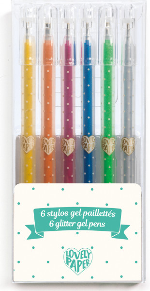 Djeco Gela pildspalvas ar spīdumiem 6krāsas, 6+ gadi, DD03755