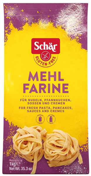 Schär Mehl Farine milti maisījums makaroniem, pankūkām un mērcēm, bez glutēna, 1 kg