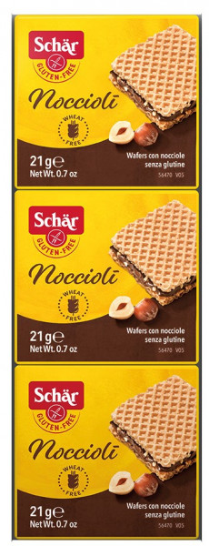 Schär Noccioli безглютеновые Вафли с шоколадом и лесными орехами, 3 х 21 г
