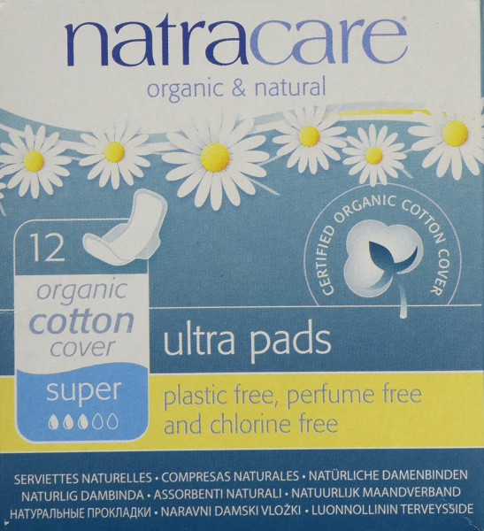 Natracare Ultra super plus paketes bez spārniņiem, 12 gab