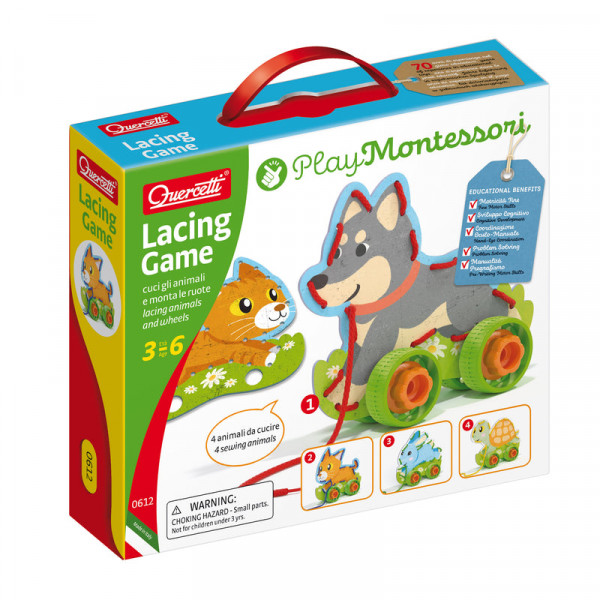 Quercetti Игрушка/шнуровка - Животные на колесах 4шт., 3-6 лет, 0612