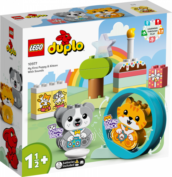 10977 LEGO® DUPLO Mans pirmais kucēns un kaķēns ar skaņām, 1½+ gadi, 2022. gada modelis