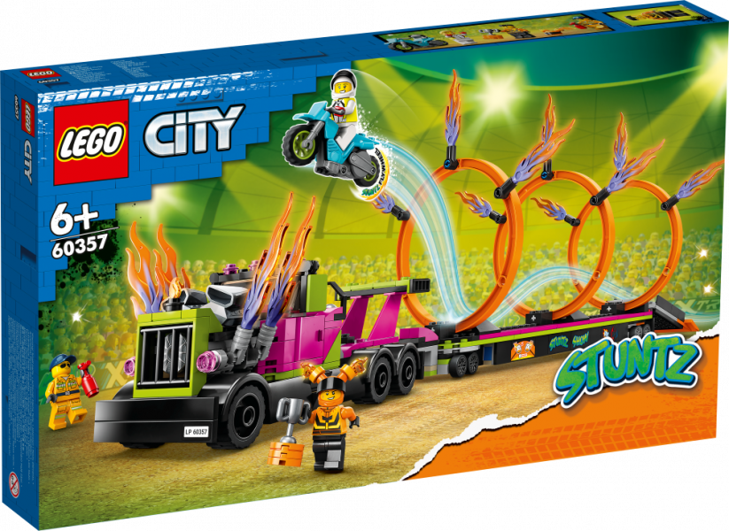 60357 LEGO® City Triku auto un uguns riņķu izaicinājums, 6+ gadi, 2023. gada modelis