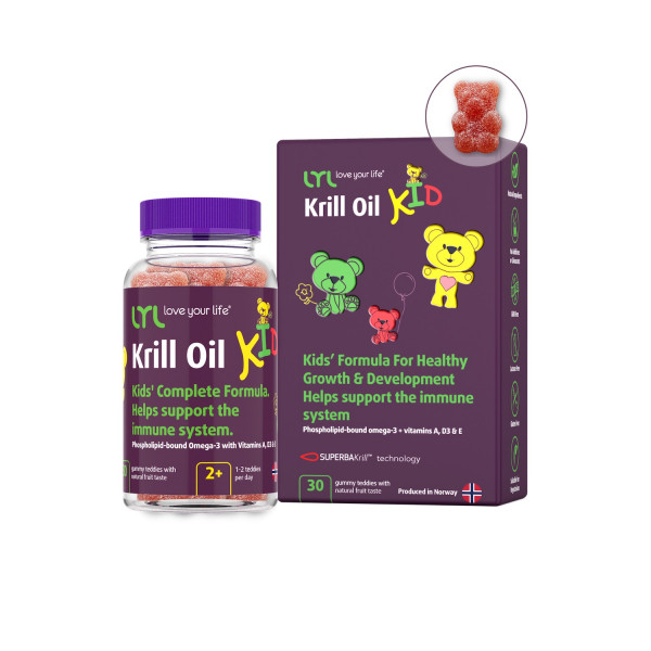 LYL Krill Oil KID, želejas lācīši, N30, no 2g.v.