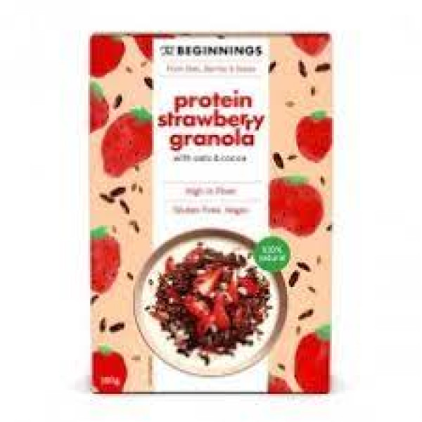 The Beginnings Proteīna granola ar auzām, kakao un zemenēm, bez glutēna, 200g