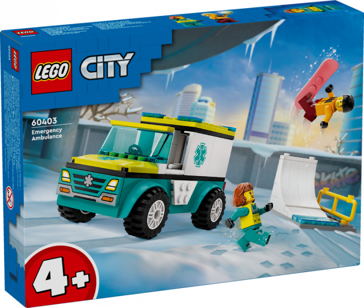 60403 LEGO® City Ātrās palīdzības auto un snovotājs, 4+ gadi, 2024 gada modelis