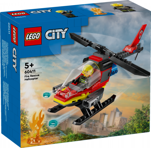 60411 LEGO® City Ugunsdzēsēju glābšanas helikopters, 5+ gadi, 2024 gada modelis