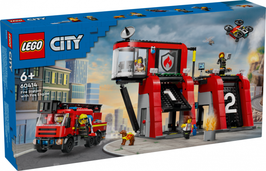 60414 LEGO® City Ugunsdzēsēju depo un ugunsdzēsēju auto,6 + лет, модель 2024 года
