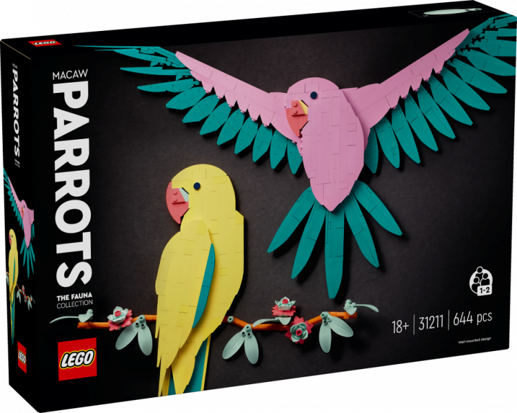 31211 LEGO® Art Faunas kolekcija – Makao papagaiļi, 18+ gadi, 2024 gada modelis