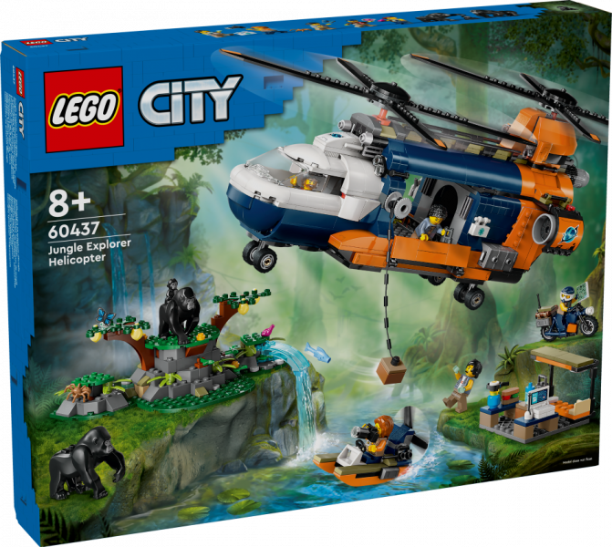 60437 LEGO® City Džungļu pētnieka helikopters bāzes nometnē , 8+ gadi, 2024. gada modelis
