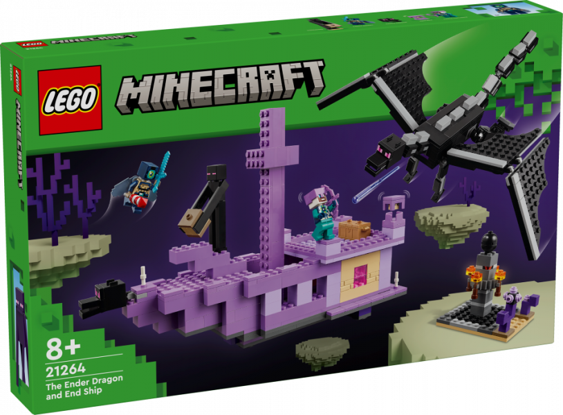 21264 LEGO® Minecraft Ender pūķis un End kuģis, 8+ gadi, 2024. gada modelis