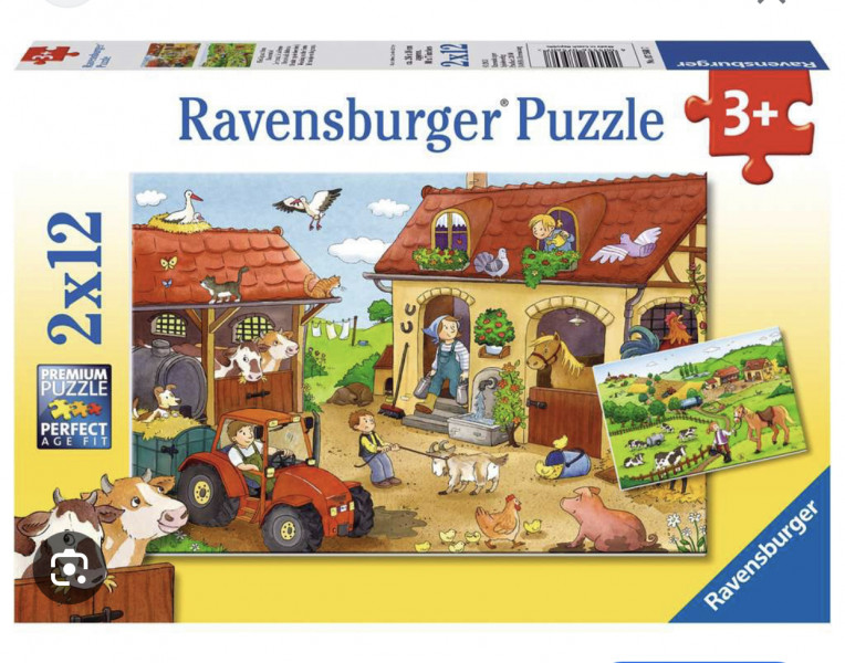 Ravensburger puzle Lauku sēta, 2 x 12 gab, 3+ gadiem