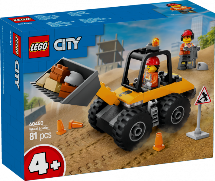60450 LEGO® City Dzeltens celtniecības iekrāvējs uz riteņiem, 4+ gadi, 2025 gada modelis