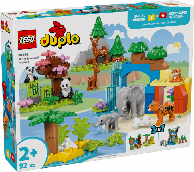10446 LEGO® DUPLO “Trīs vienā” Savvaļas dzīvnieku ģimenes, 2+ gadi, 2025 gada modelis