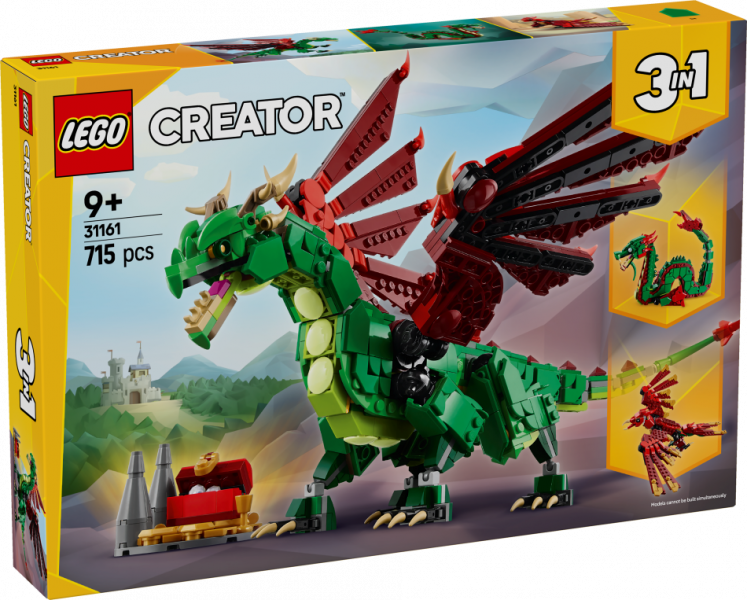 31161 LEGO® Creator Viduslaiku pūķis, 9+ gadi, 2025 gada modelis