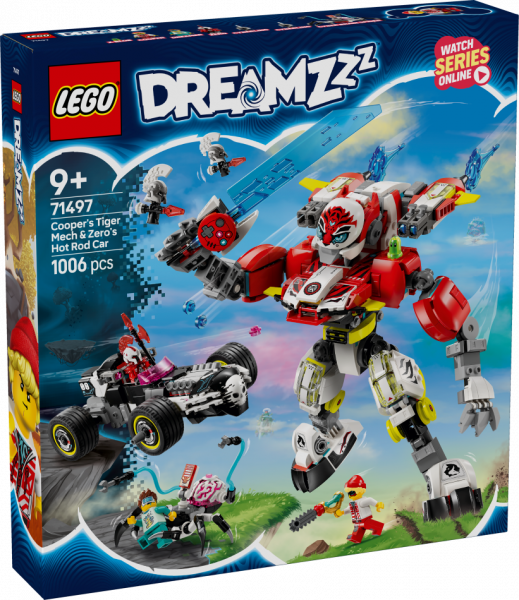 71497 LEGO® DREAMZzz™ Cooper tīģera robots un Zero lieljaudas auto, 9+ gadi, 2025 gada modelis