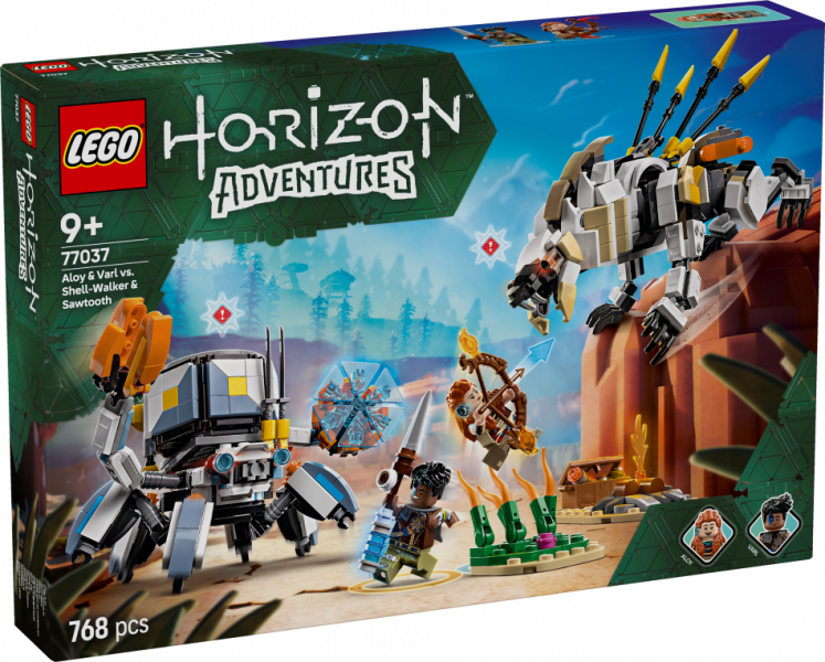 77037 LEGO Horizon Adventures Aloy un Varl pret Shell-Walker un Sawtooth , 9+ лет, модель 2025 года
