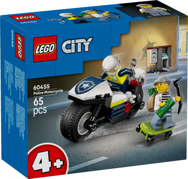 60455 LEGO® City Pakaļdzīšanās ar policijas motociklu, 4+ , модель 2025 года