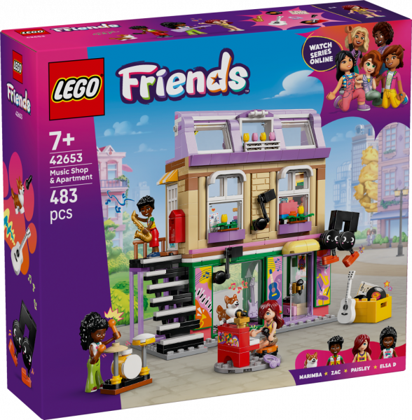 42653 LEGO® Friends Mūzikas veikals un dzīvoklis, 7+ gadi, 2025 gada modelis