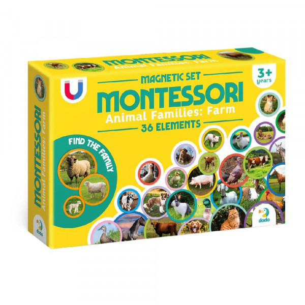 Dodo Attīstošā magnētiskā puzle Montessori Magnētiskais komplekts Dzīvnieku ģimenes: ferma, 3+ gadiem