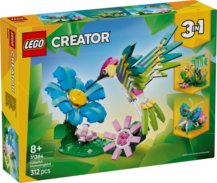 31384 LEGO® Creator Savvaļas dzīvnieki: Krāsainais kolibri , 8+ gadi, 2026 gada modelis