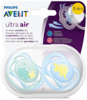 Philips Avent Ultra Air силиконовая пустышка с рисунком, 2 шт., 0-6 месяцев, SCF244/20z